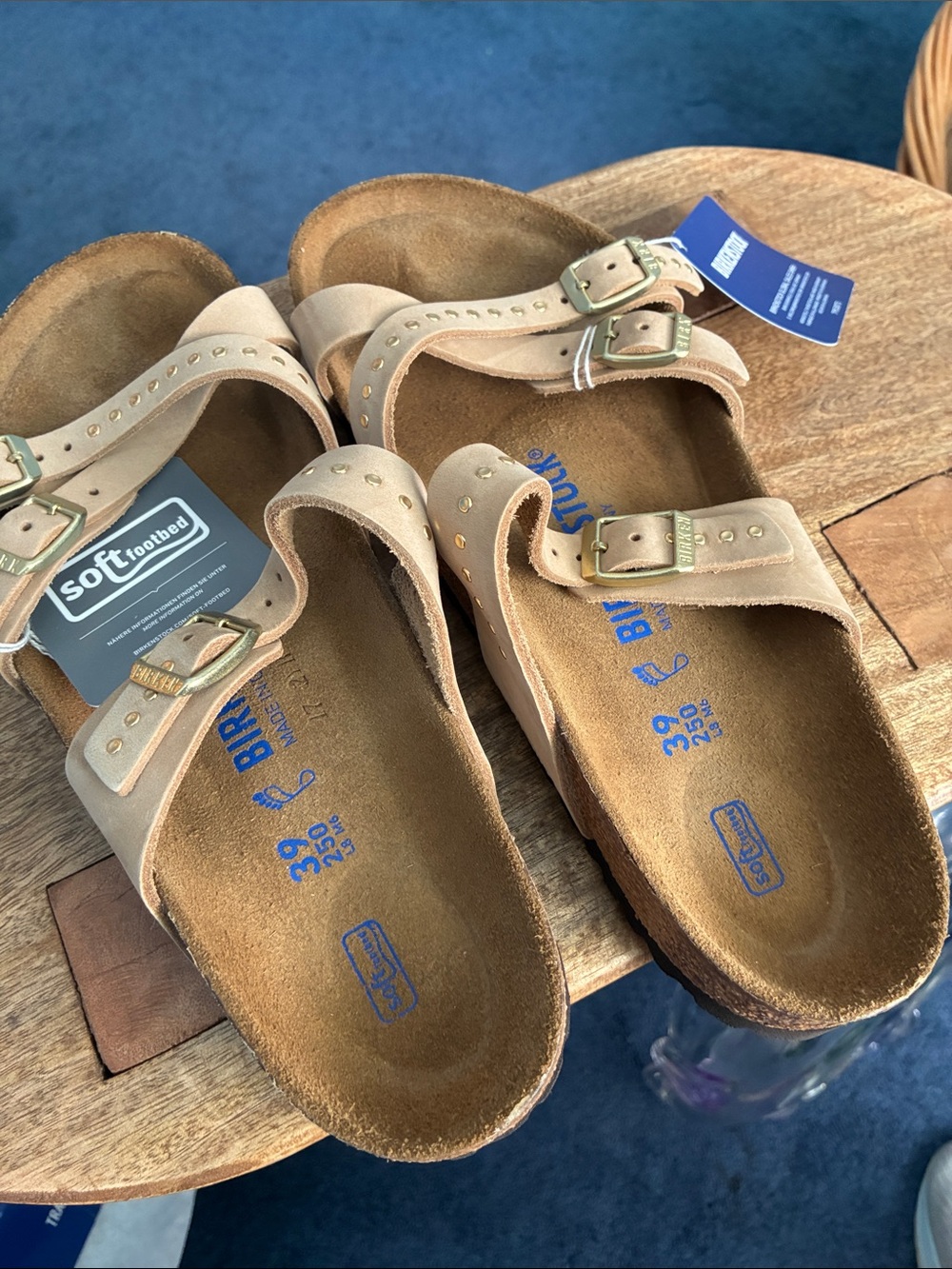 NEW! Birkenstock Franca leather sandals with injected rivets in sandcastle - Picture 5 of 14